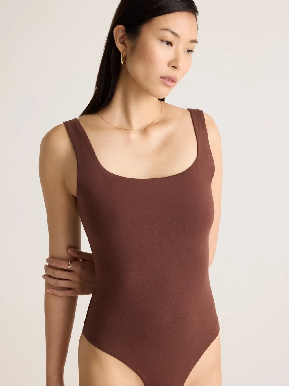 NWT Quince Stretch Organic Cotton Jersey Square Neck Tank Bodysuit S